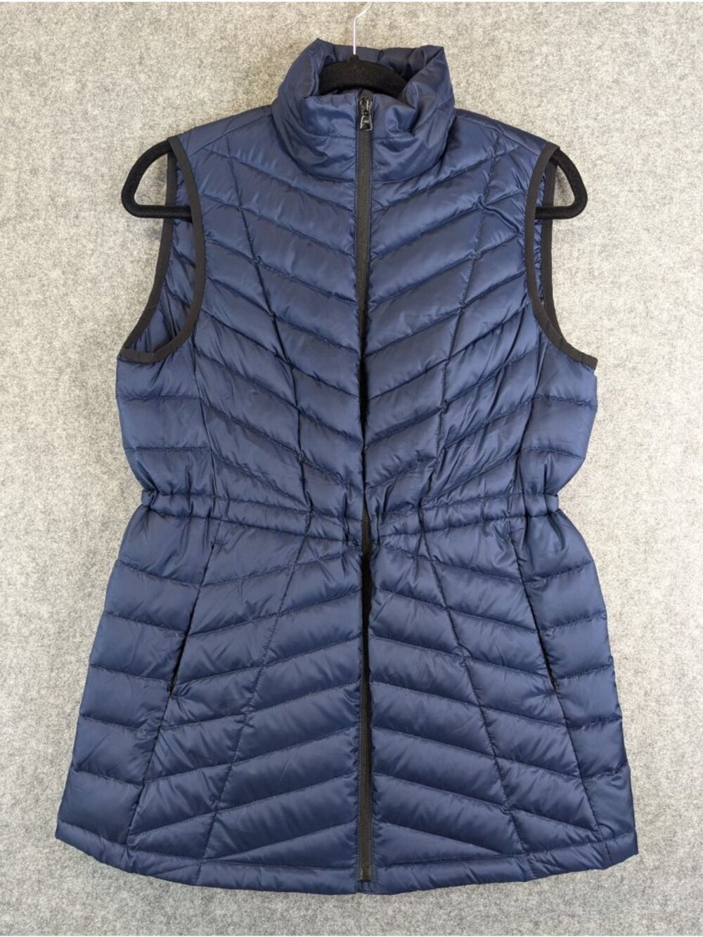 Lands End Womens Small 7-8 Navy Blue Tunic Vest Fall Layering Puffer Quilted
